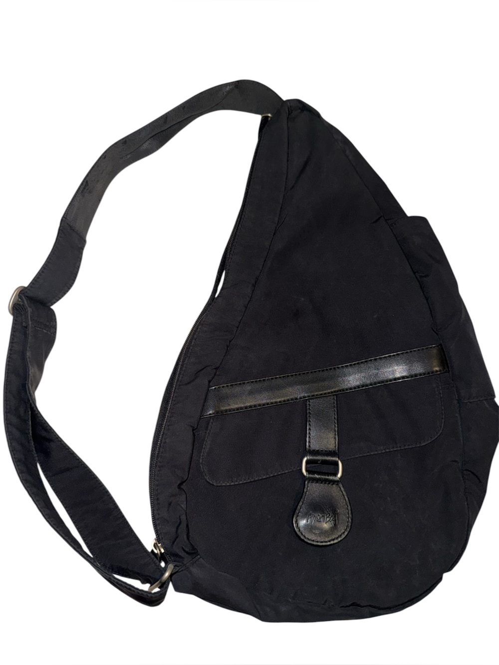 Ameribag Black Sling Messenger Bag with Leather Accents